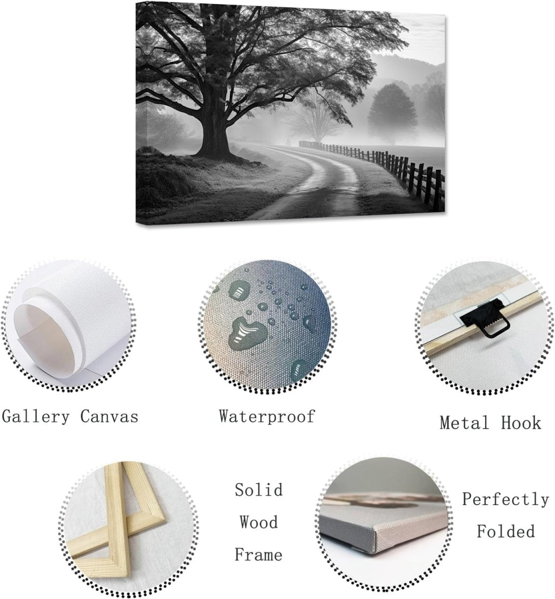 Black White Forest Canvas Wall Art 3Pcs 16x24in Framed - Kwikley