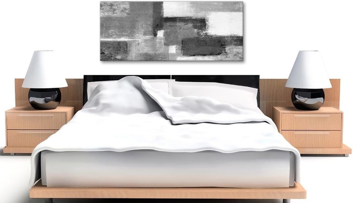 Black White Grey Abstract Canvas Wall Art Large Modern 118x49cm - Kwikley