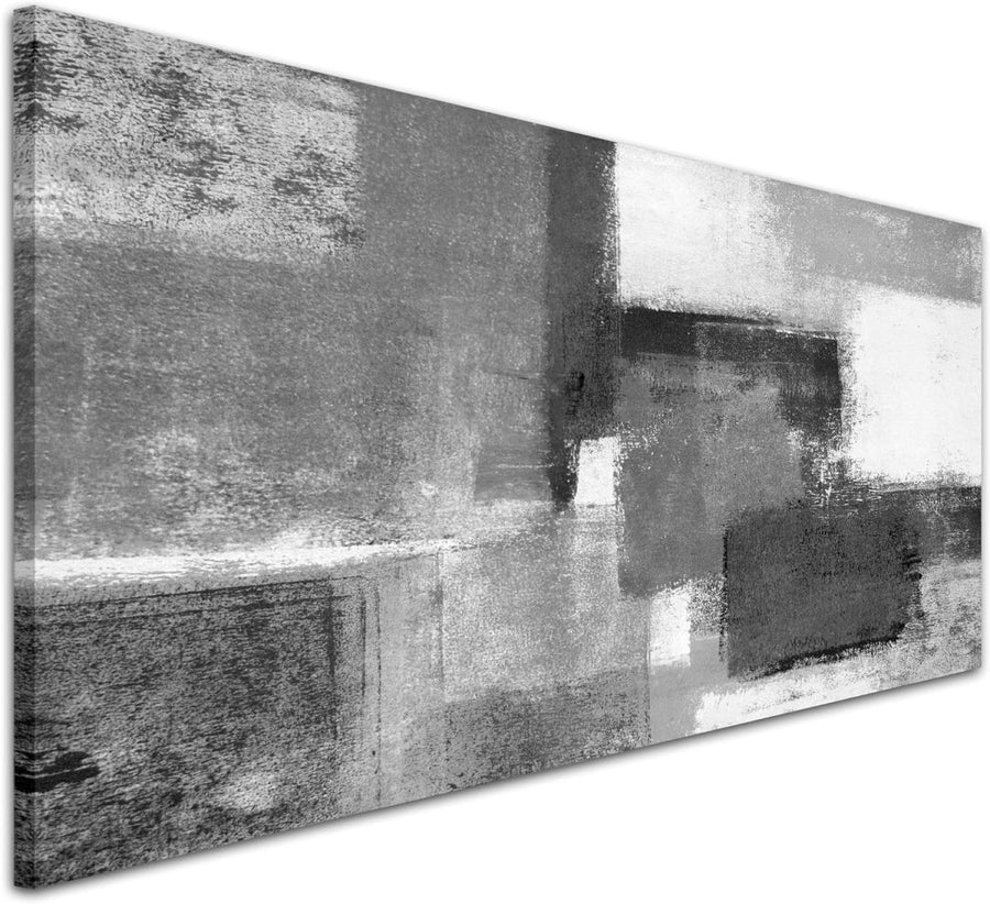 Black White Grey Abstract Canvas Wall Art Large Modern 118x49cm - Kwikley