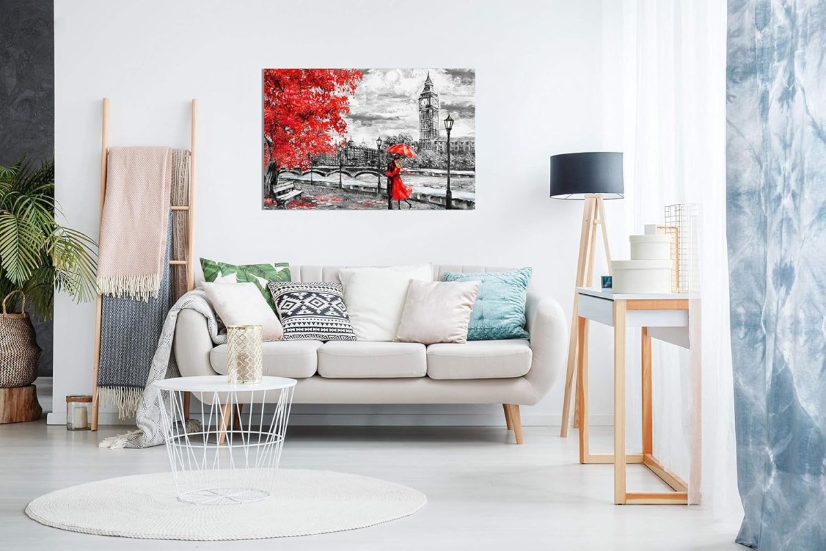 Black White London Canvas Wall Art 30x20 Framed - Kwikley