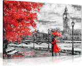 Black White London Canvas Wall Art 30x20 Framed