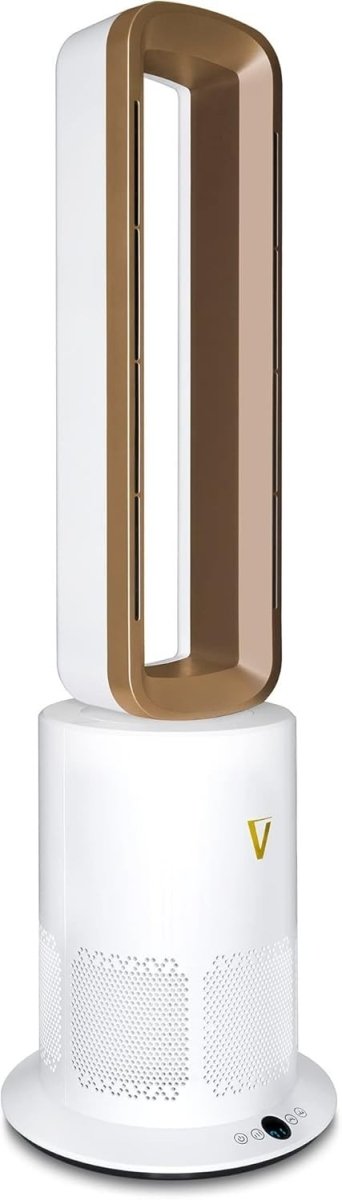 Bladeless Air Purifier Fan Heater HEPA Tower Gold Oscillating - Kwikley