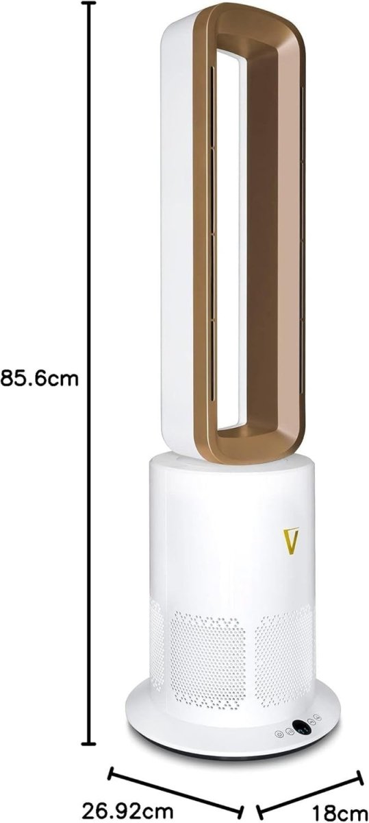 Bladeless Air Purifier Fan Heater HEPA Tower Gold Oscillating - Kwikley