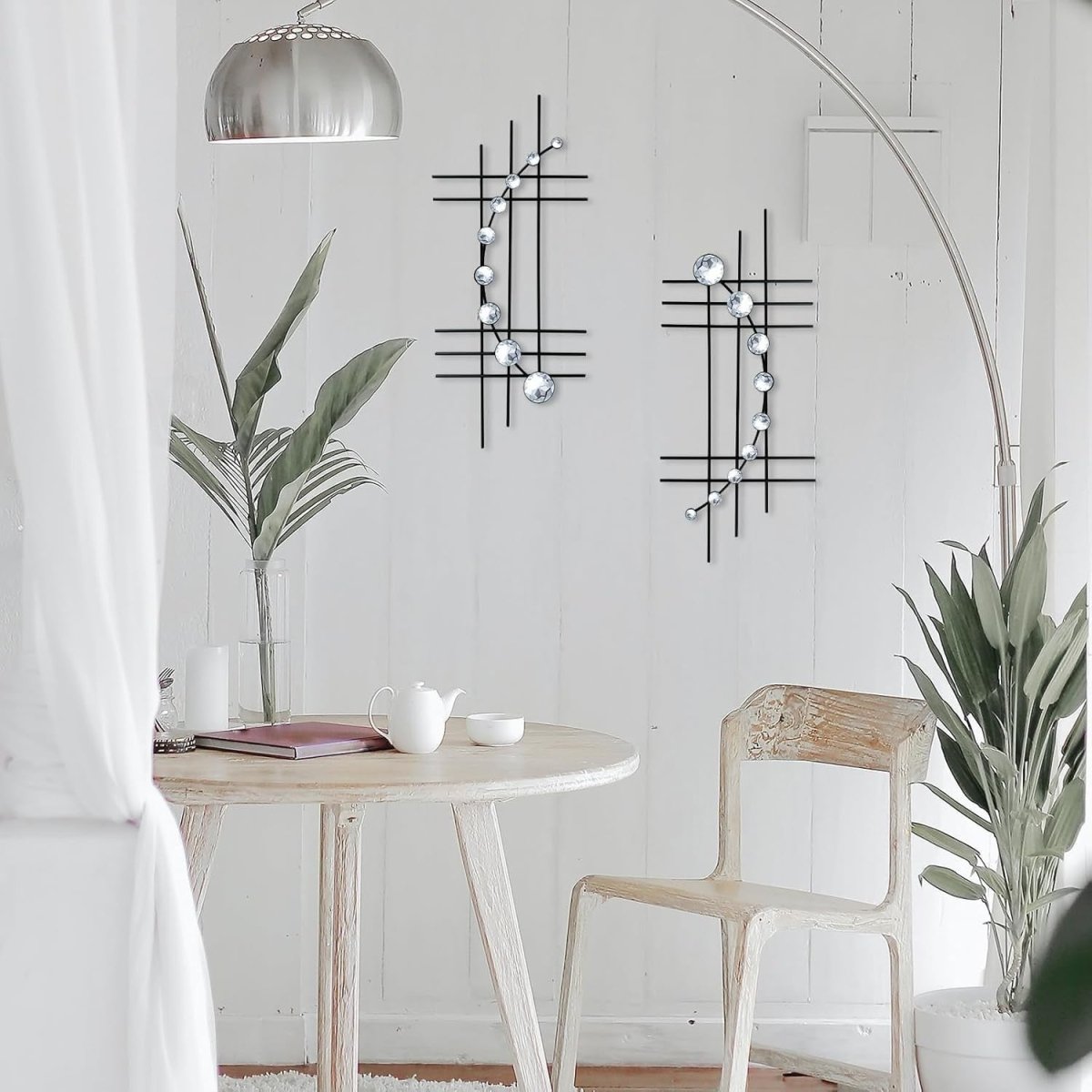 Bling Metal Wall Art Set Rhinestone Crystal Black Decor - Kwikley