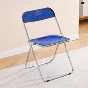 Blue Acrylic Folding Chair Stackable Chrome Dining Vanity Modern Seat - Kwikley