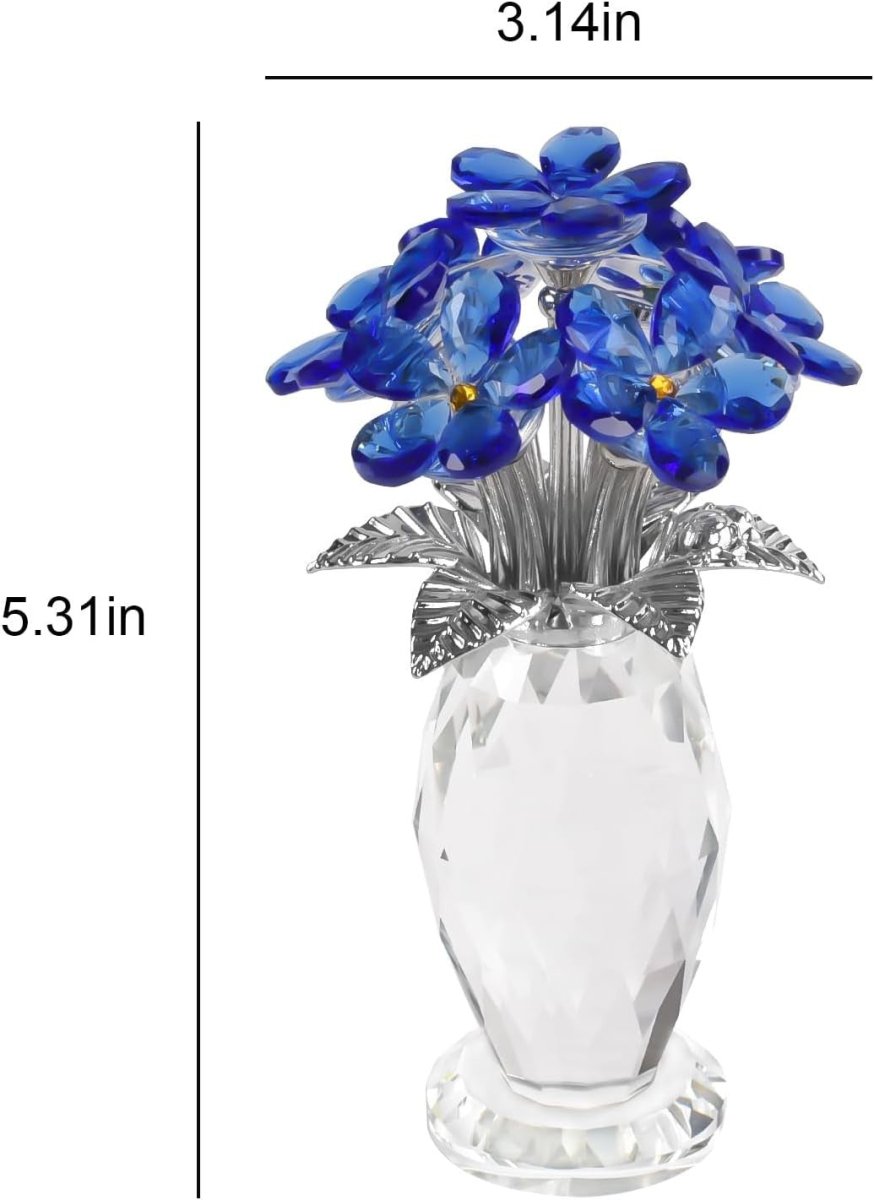 Blue Crystal Flower Vase Centrepiece – Faceted Glass Wedding Table Decor Gift - Kwikley