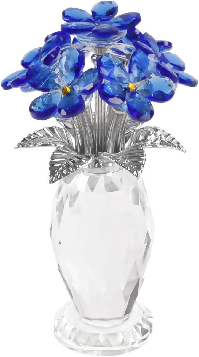 Blue Crystal Flower Vase Centrepiece – Faceted Glass Wedding Table Decor Gift - Kwikley