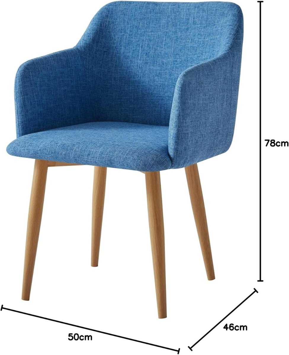 Blue Fabric Accent Chair Modern Tub Armchair Metal Legs - Kwikley