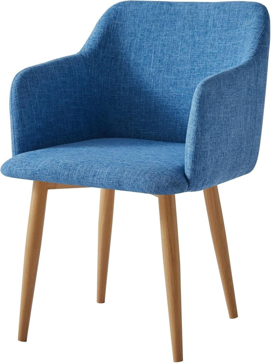 Blue Fabric Accent Chair Modern Tub Armchair Metal Legs - Kwikley