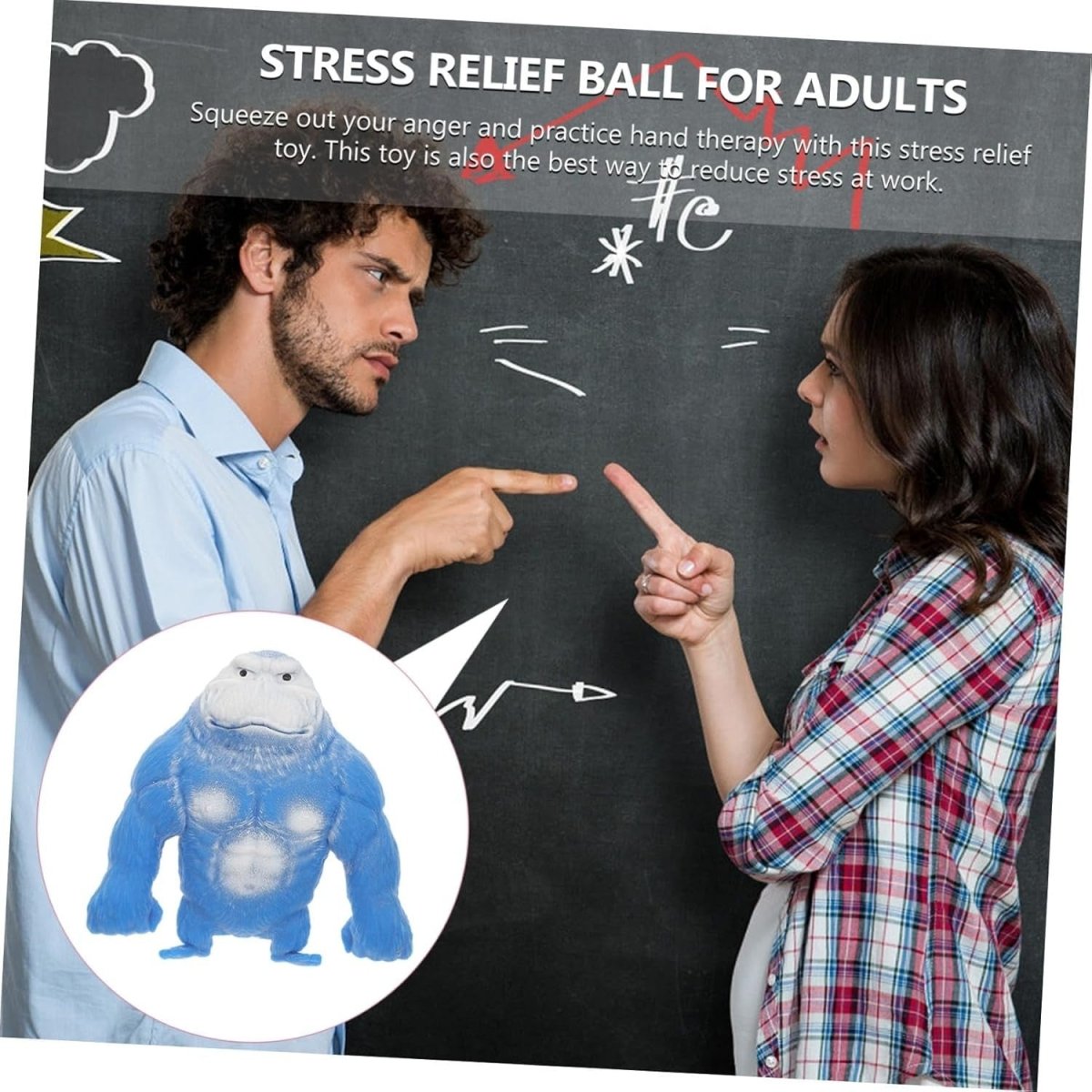 Blue Gorilla Squeeze Stress Toy Soft TPR Anxiety Relief Elastic Fidget - Kwikley
