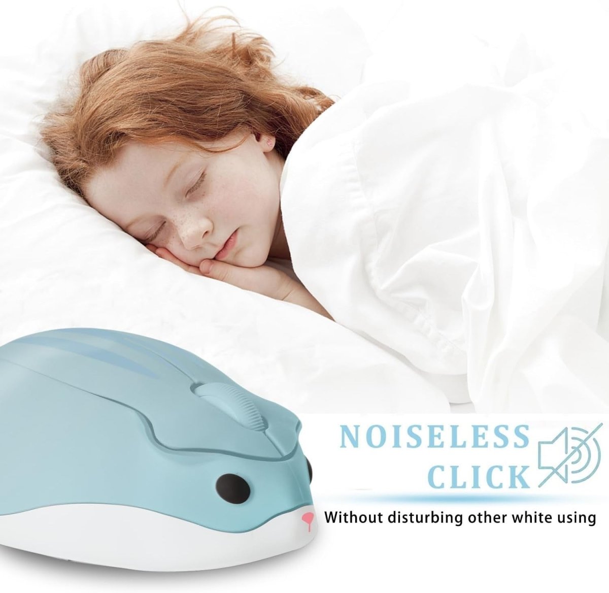 Blue Hamster Wireless Mouse Silent 1200DPI Cute USB PC Laptop - Kwikley