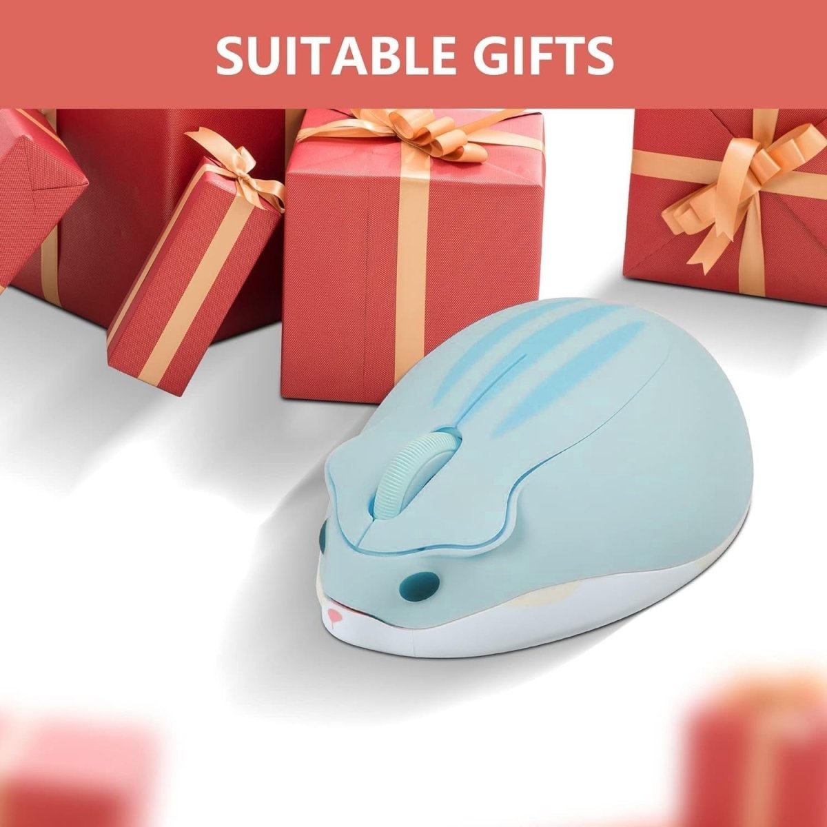 Blue Hamster Wireless Mouse Silent 1200DPI Cute USB PC Laptop - Kwikley