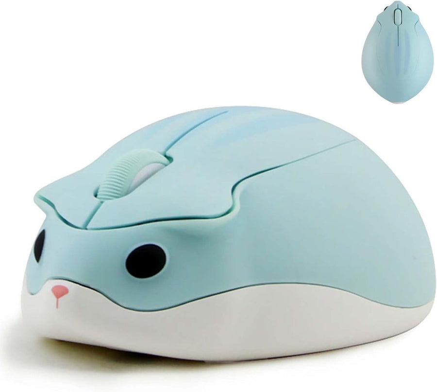 Blue Hamster Wireless Mouse Silent 1200DPI Cute USB PC Laptop - Kwikley