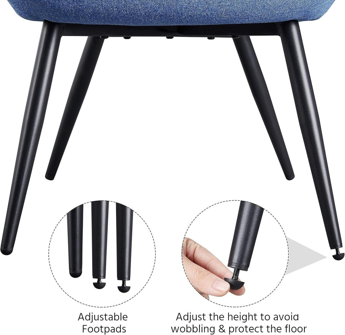 Blue Linen Accent Chair with High Back for Lounge, Vanity or Office - Kwikley