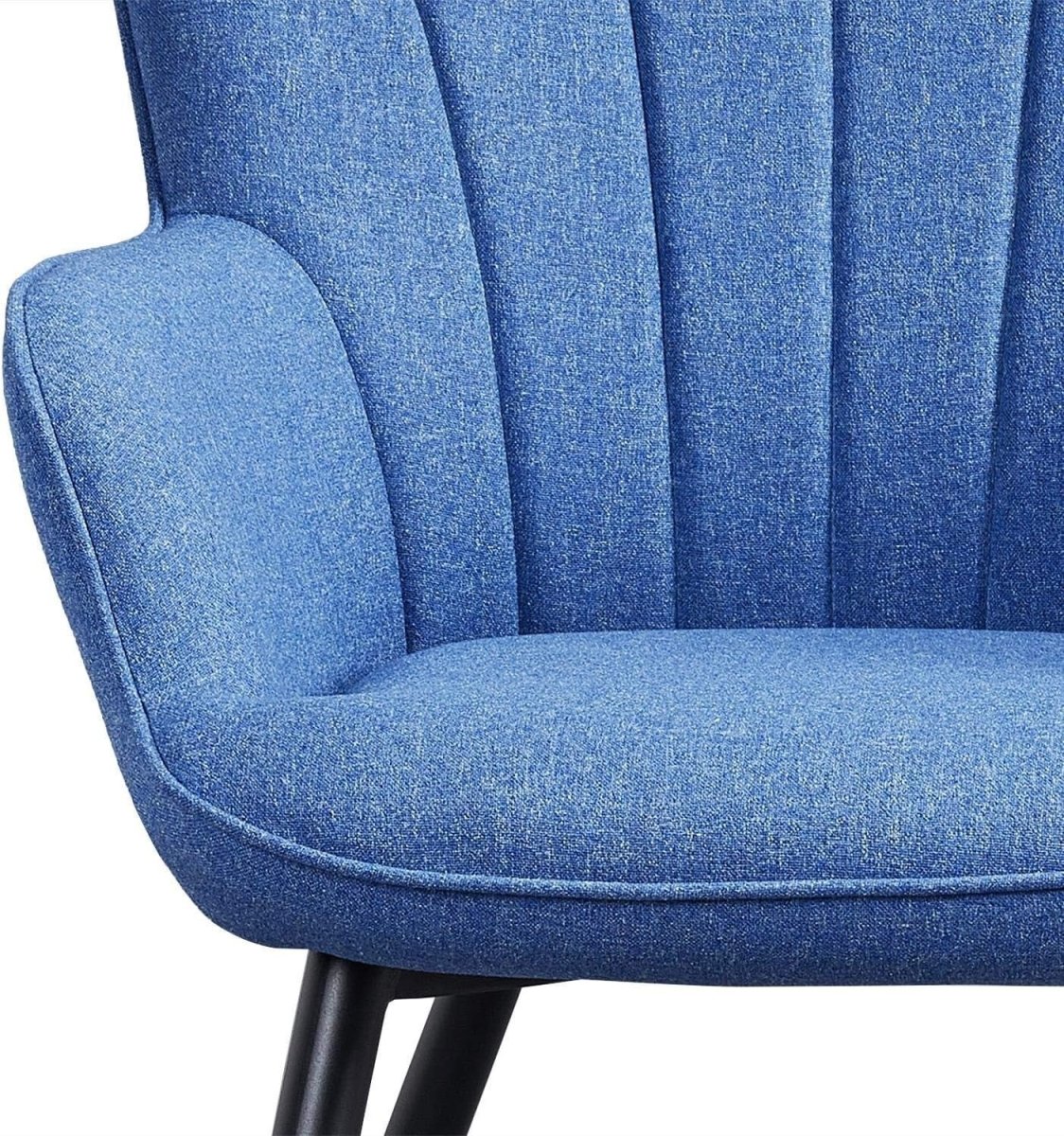 Blue Linen Accent Chair with High Back for Lounge, Vanity or Office - Kwikley