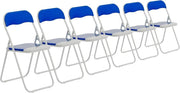Blue Padded Folding Chairs Set of 6 – Compact, Durable Metal Frame, Space - Saving - Kwikley
