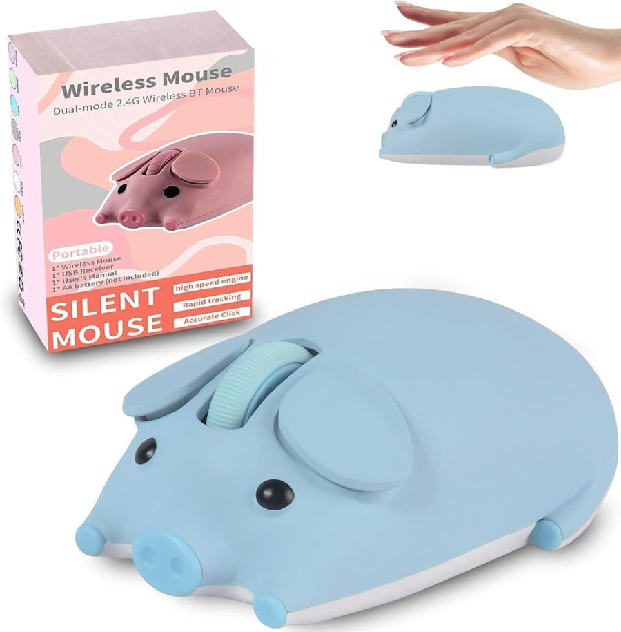 Blue Pig Wireless Mouse Bluetooth 5.1 2.4G Silent 1200DPI - Kwikley