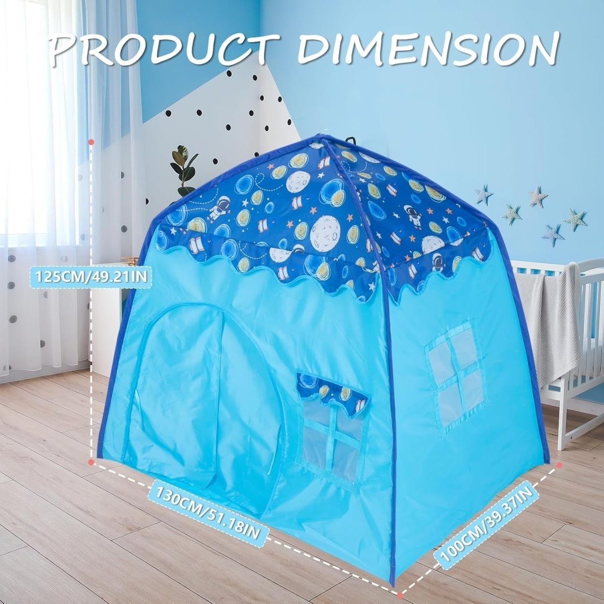 Blue Space Kids Pop Up Play Tent Dome Castle Indoor Outdoor - Kwikley