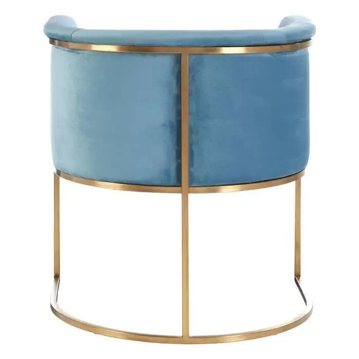 Blue Velvet Accent Chair Gold Steel Frame Art Deco Tub Armchair Lounge Seat - Kwikley