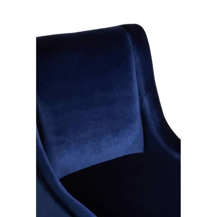Blue Velvet Accent Chair with Tufted Back & Rubberwood Legs Armchair - Kwikley