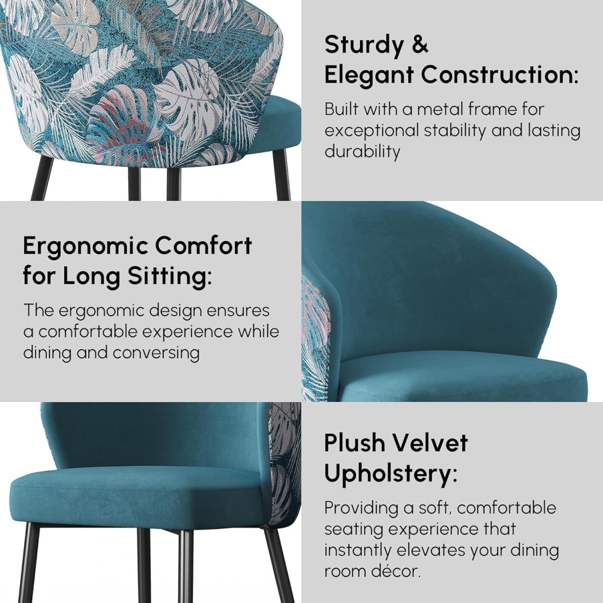 Blue Velvet Dining Chair Upholstered Accent Chair Gold Legs - Kwikley