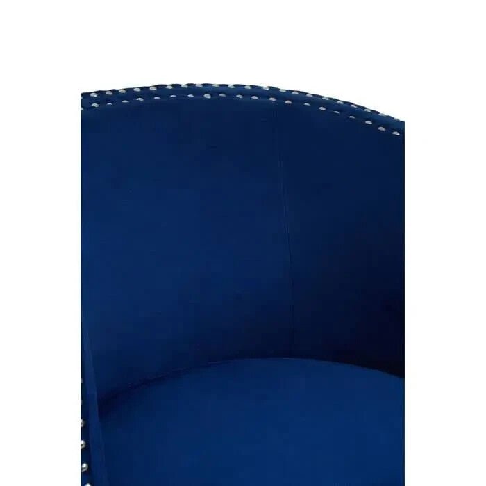 Blue Velvet Studded Accent Chair Armchair with Foam Seat for Living Room - Kwikley