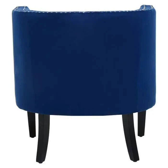 Blue Velvet Studded Accent Chair Armchair with Foam Seat for Living Room - Kwikley
