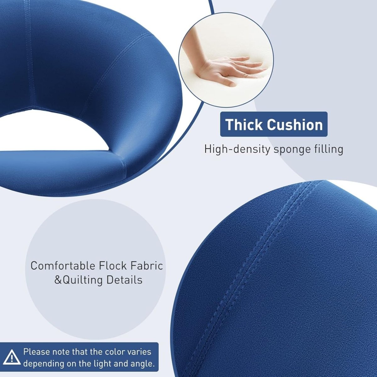 Blue Velvet Swivel Accent Chair 360° Tub Armchair Beech Legs - Kwikley
