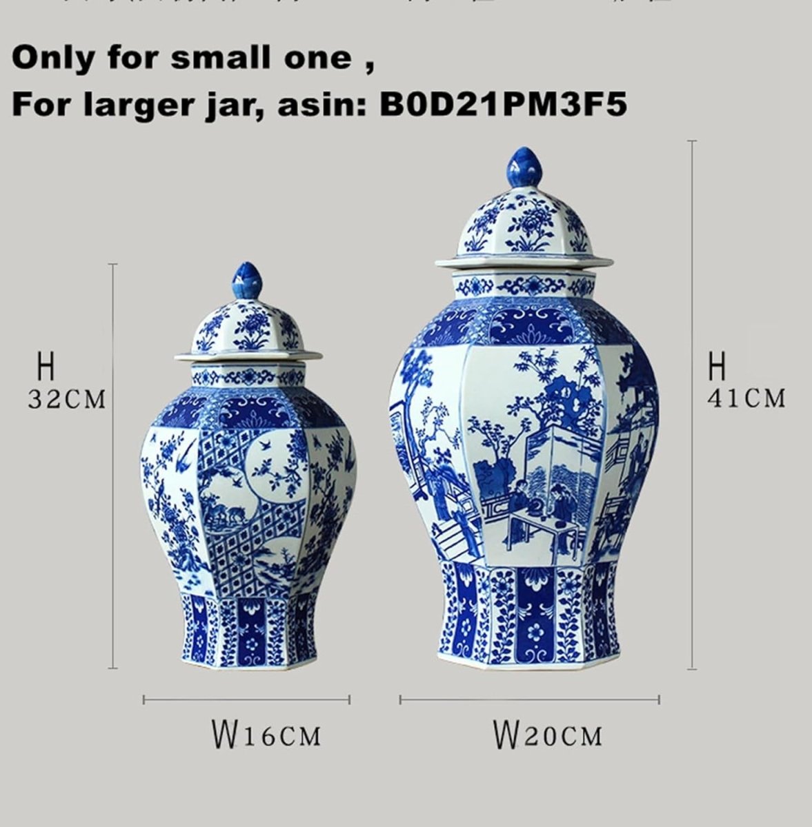 Blue White Ceramic Ginger Jar Vase Chinese Porcelain Lid Home Decor - Kwikley