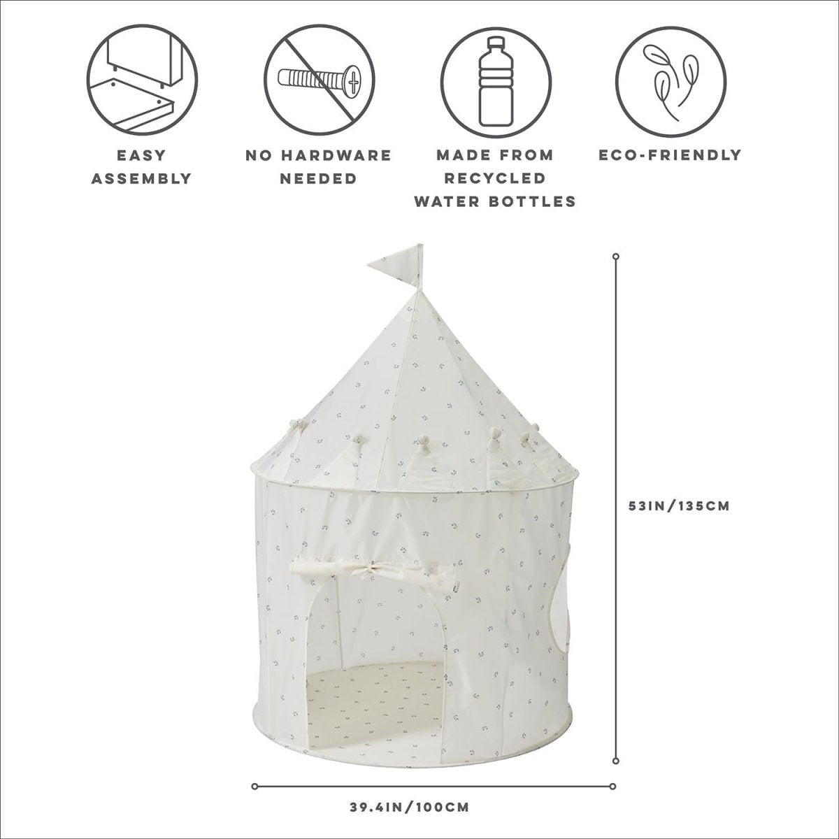 Blueberry Ivory Kids Indoor Play Tent Pop Up Fort Eco Fabric - Kwikley