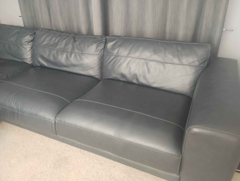 Blueish Black Leather Corner Sofa (PTP) - Kwikley