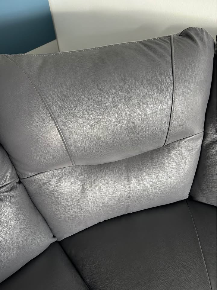 Blueish Grey Leather Corner Sofa (PTP) - Kwikley