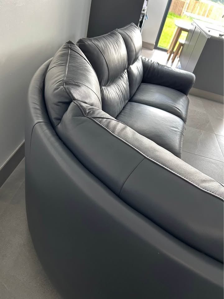 Blueish Grey Leather Corner Sofa (PTP) - Kwikley