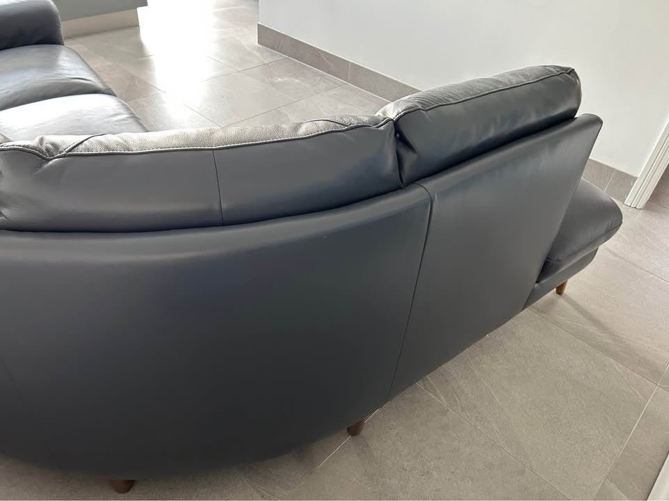 Blueish Grey Leather Corner Sofa (PTP) - Kwikley