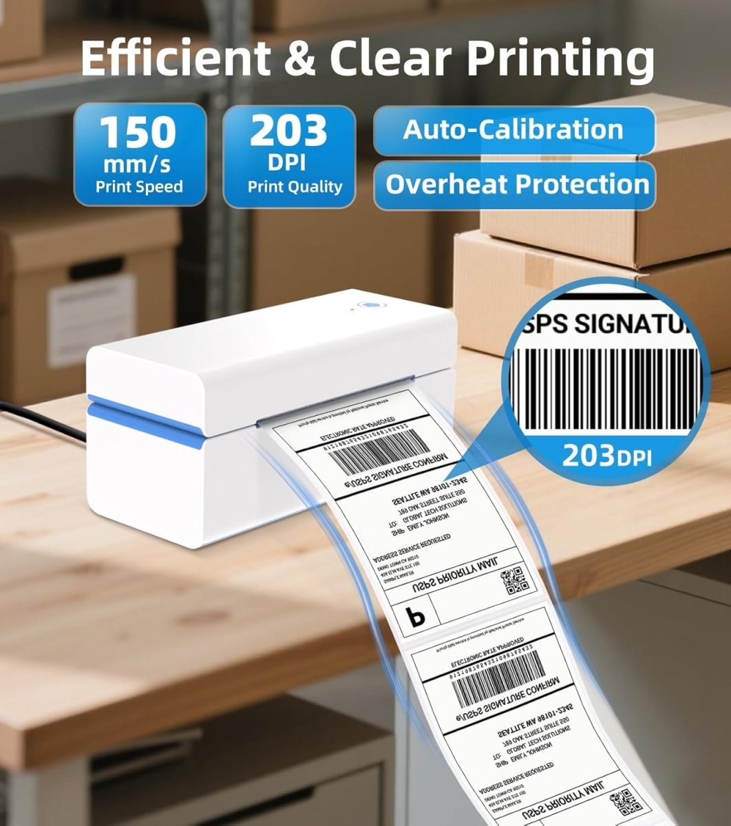 Bluetooth 4x6 Shipping Label Printer USB Postage - Kwikley