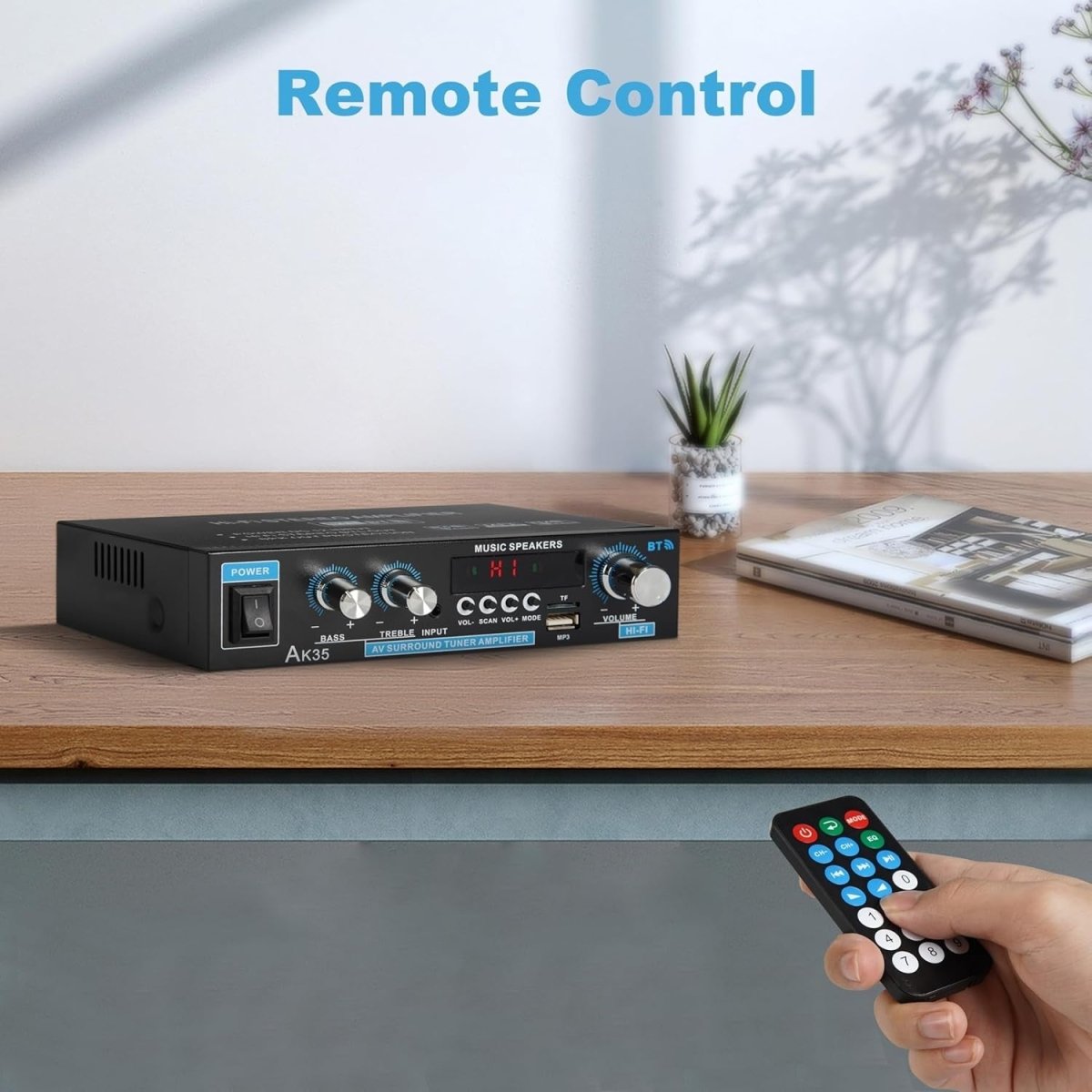 Bluetooth 5.0 Stereo Amplifier 100Wx2 Dual Channel FM - Kwikley