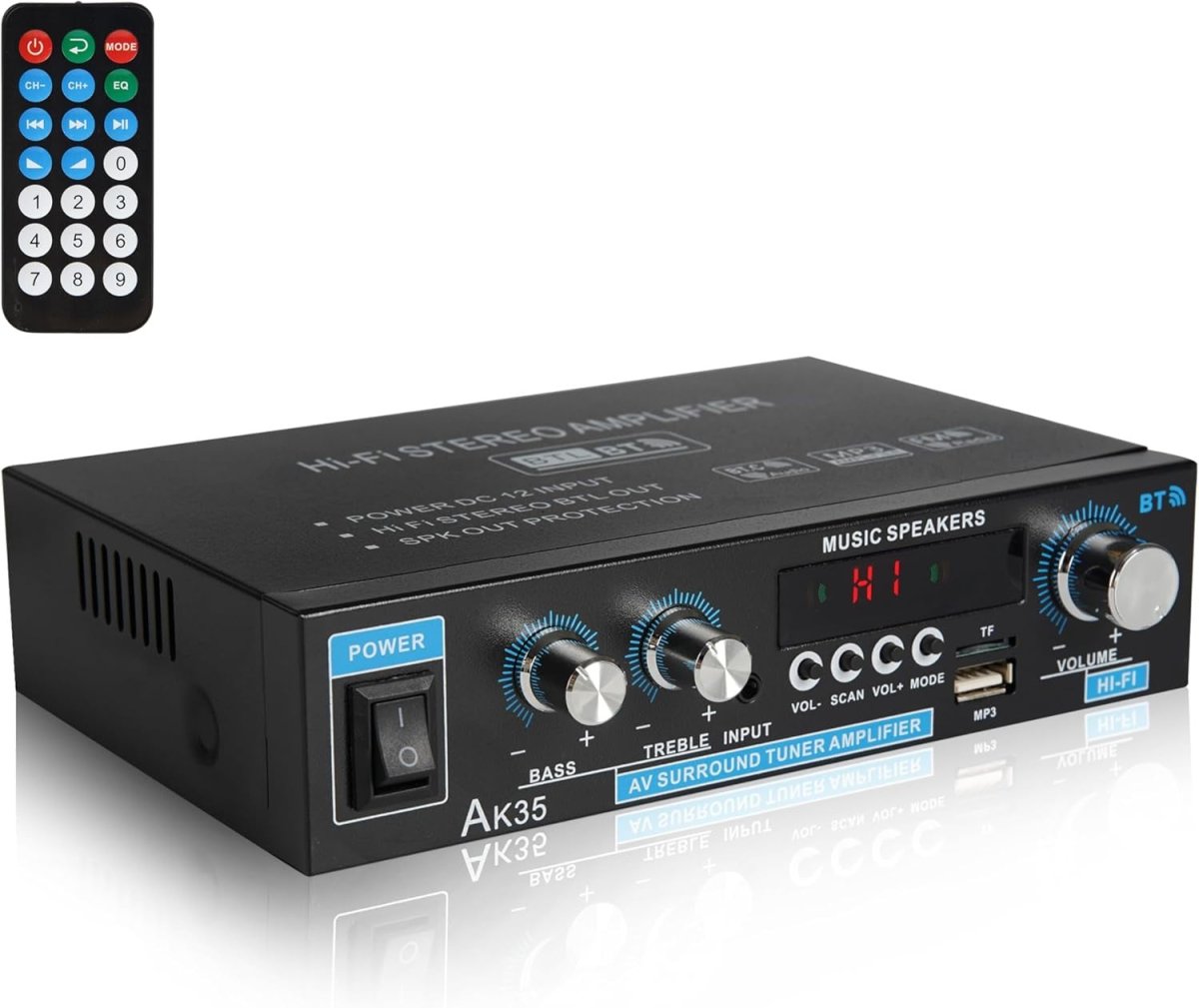 Bluetooth 5.0 Stereo Amplifier 100Wx2 Dual Channel FM - Kwikley