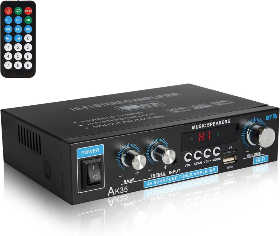 Bluetooth 5.0 Stereo Amplifier 100Wx2 Dual Channel FM - Kwikley