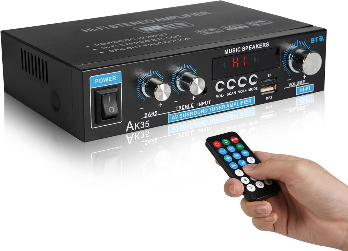 Bluetooth 5.0 Stereo Amplifier 100Wx2 Dual Channel FM - Kwikley