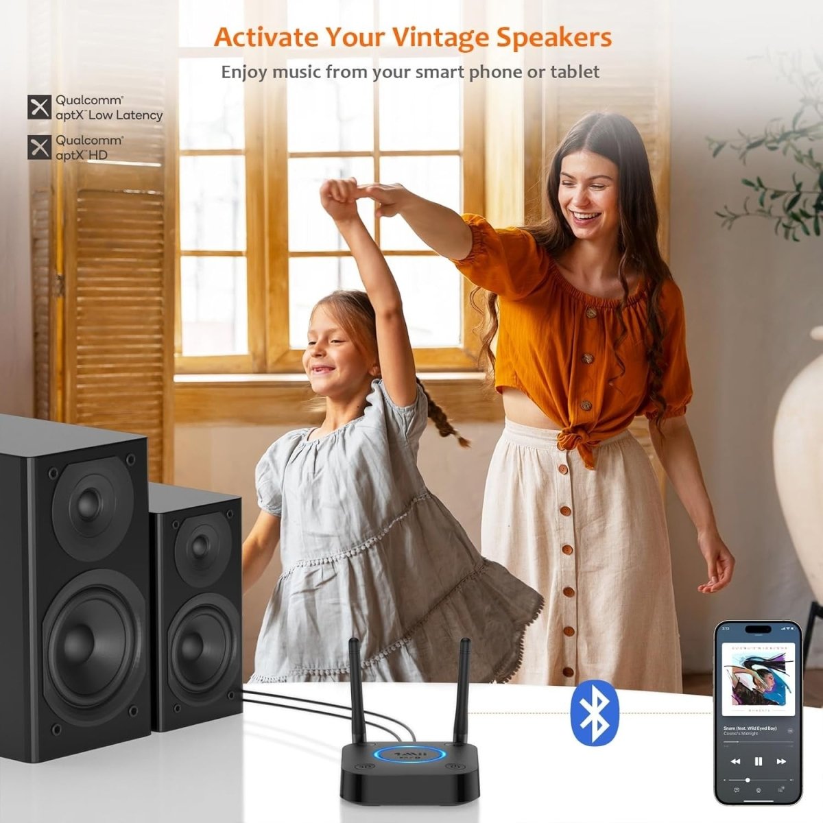 Bluetooth 5.3 Audio Receiver aptX HD RCA Optical Long Range - Kwikley