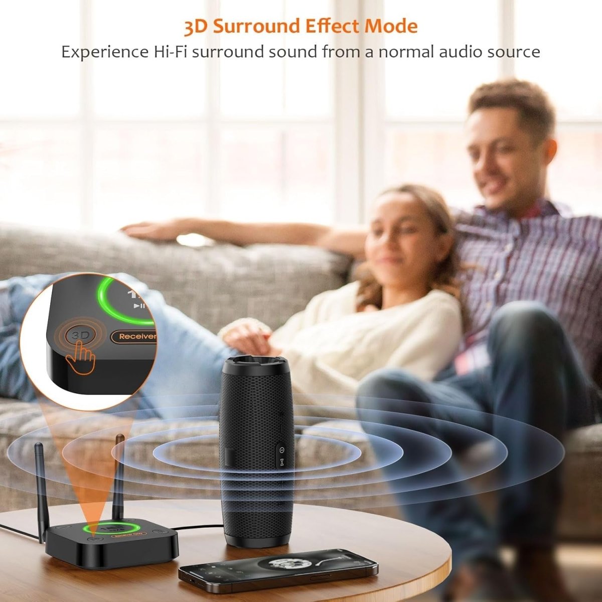 Bluetooth 5.3 Audio Receiver aptX HD RCA Optical Long Range - Kwikley