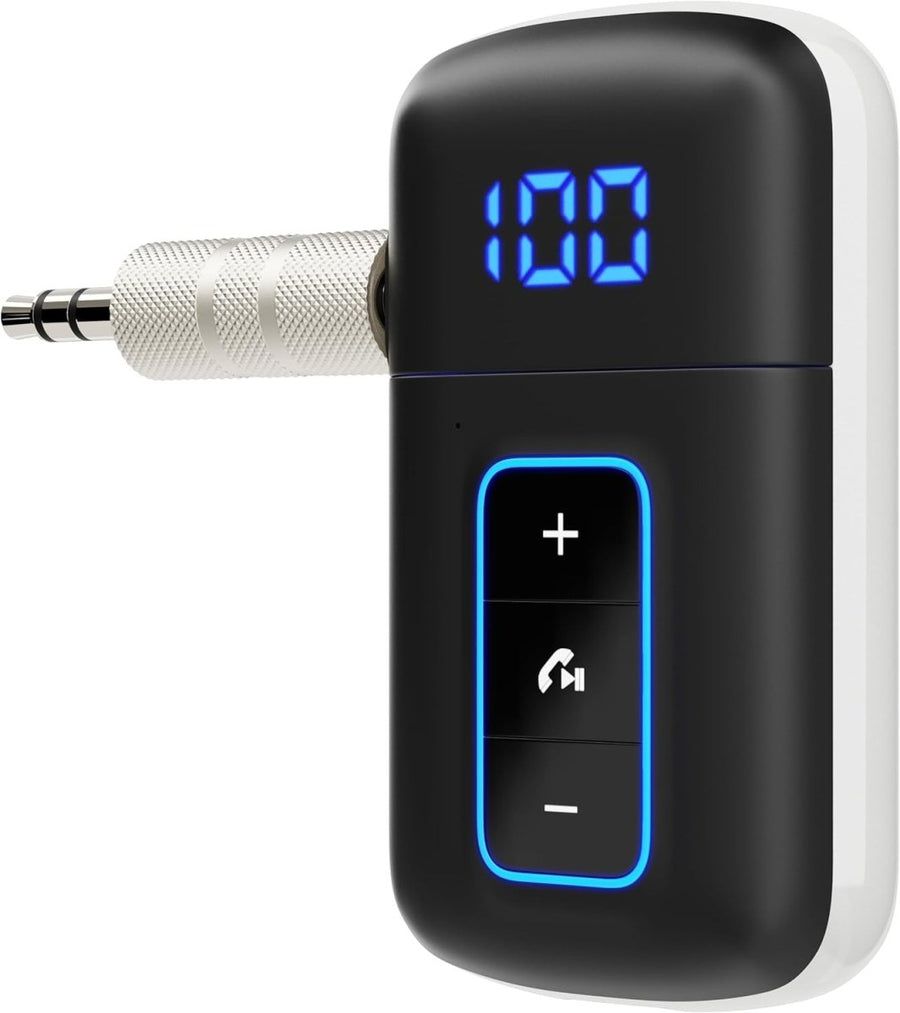 Bluetooth 5.3 AUX Adapter 3.5mm Audio Receiver LED Handsfree - Kwikley