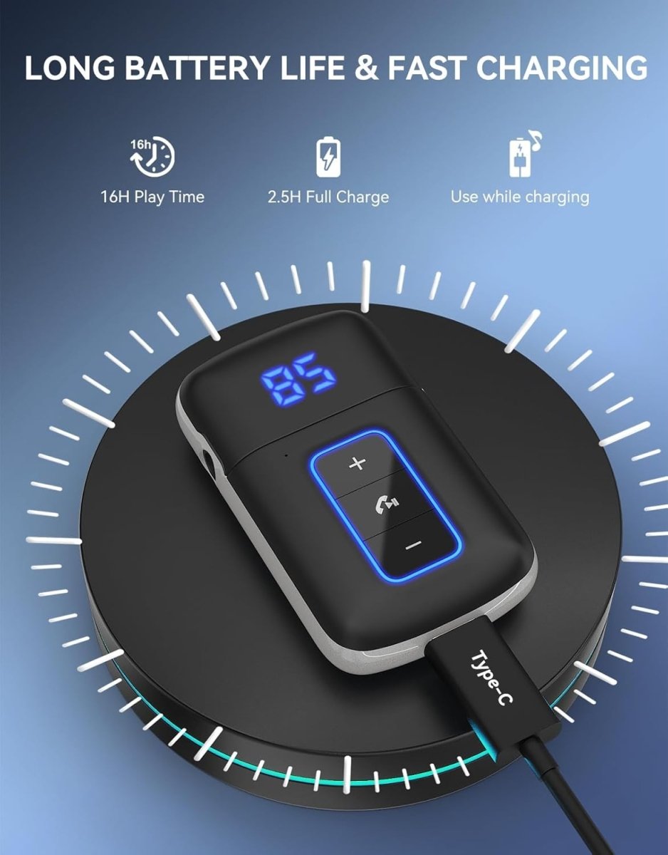 Bluetooth 5.3 AUX Adapter 3.5mm Audio Receiver LED Handsfree - Kwikley