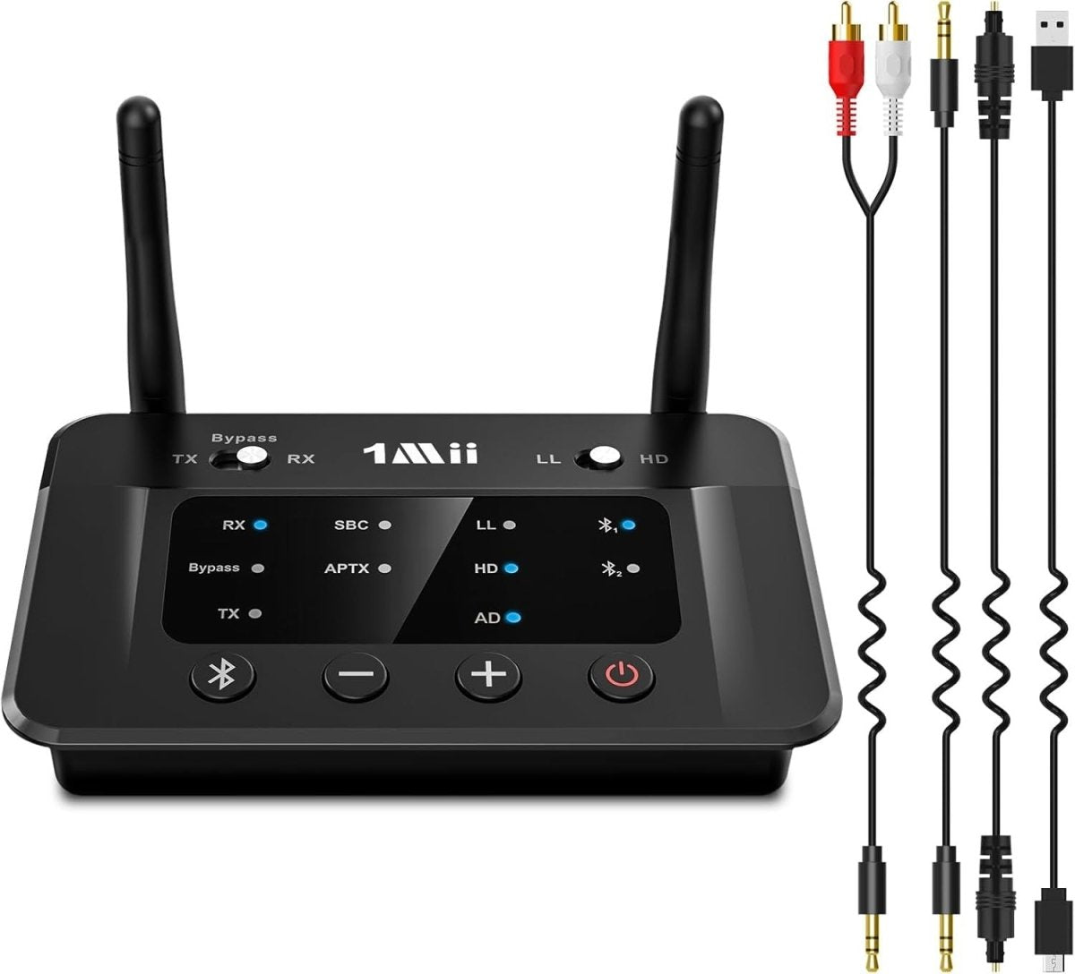 Bluetooth 5.3 Transmitter Receiver Black aptX Adaptive Optical RCA - Kwikley
