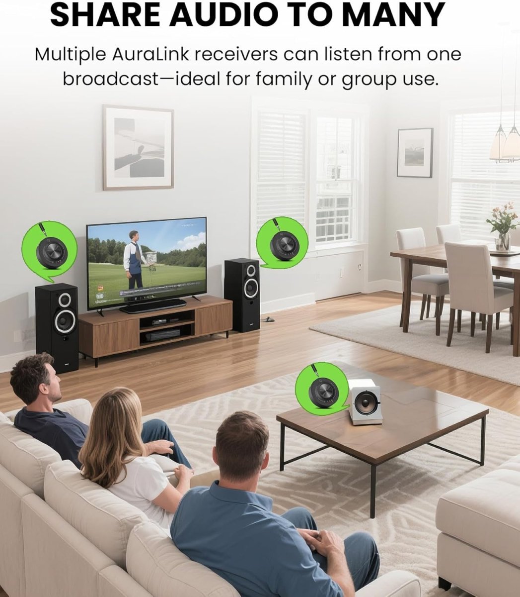 Bluetooth Auracast Receiver Black 328ft Long Range 20H Portable - Kwikley