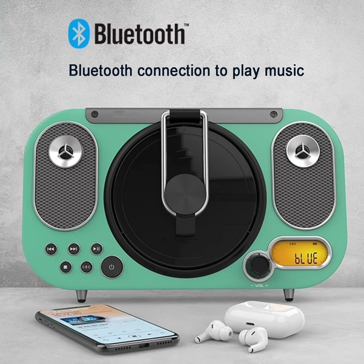 Bluetooth CD Player HiFi Stereo Rechargeable USB TF AUX Anti Skip - Kwikley