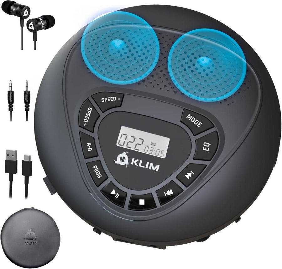 Bluetooth CD Player Portable w/ Speakers Rechargeable SD AUX Headphones - Kwikley