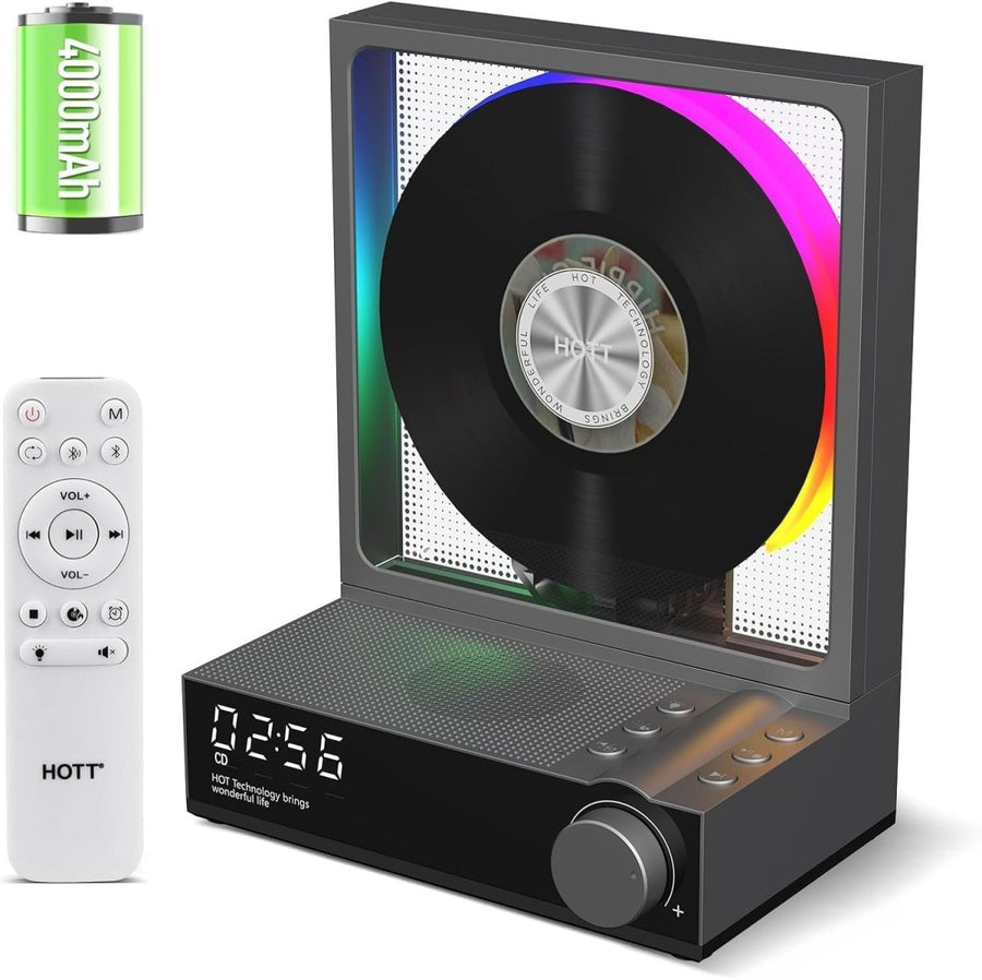 Bluetooth CD Player RGB Lights HiFi Speakers Remote Optical Output - Kwikley
