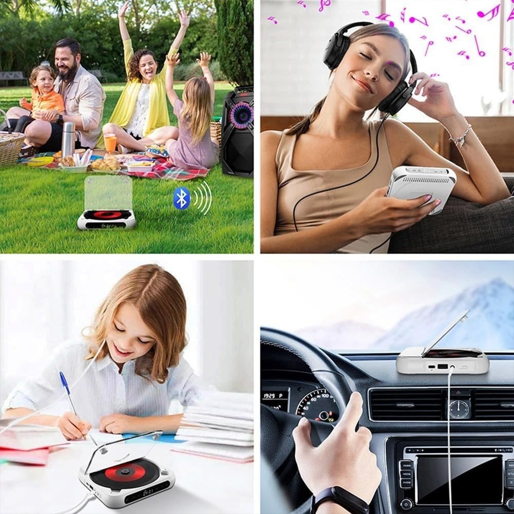 Bluetooth CD Player Speaker Wall Mount FM Radio USB TF LED Display - Kwikley