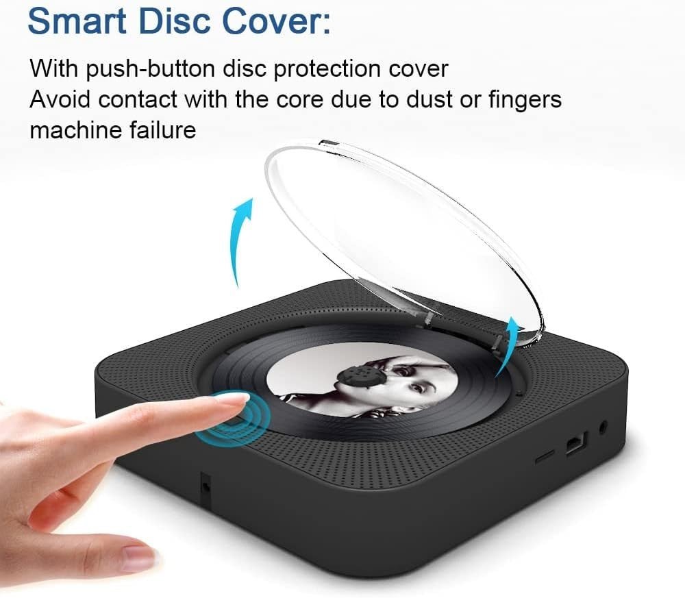 Bluetooth CD Player Wall Mount Desktop FM Radio LED Display Remote - Kwikley